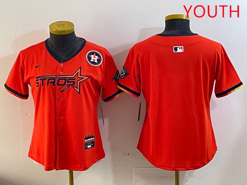 Youth Houston Astros Blank Orange Three generations Joint Name 2025 Nike MLB Jersey style 4